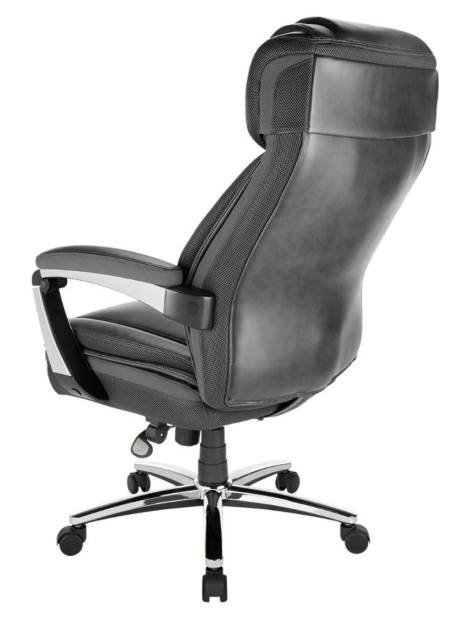 slide 5 of 6, Realspace Axton Leather High-Back Big & Tall Chair, Dark Gray/Chrome, 1 ct