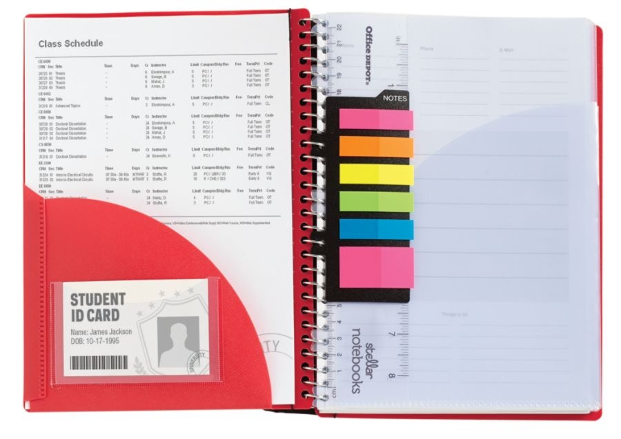 slide 8 of 9, Office Depot Brand Spiral Stellar Poly Notebook, 6'' X 9'', 3 Subject, College Ruled, 120 Sheets, 56% Recycled, Assorted Colors, 120 ct