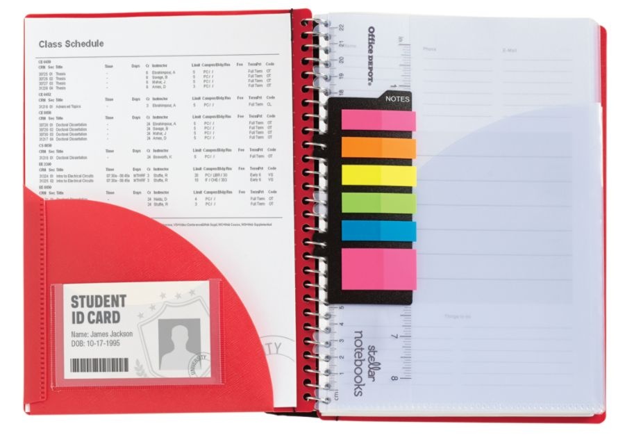 slide 2 of 9, Office Depot Brand Spiral Stellar Poly Notebook, 6'' X 9'', 3 Subject, College Ruled, 120 Sheets, 56% Recycled, Assorted Colors, 120 ct