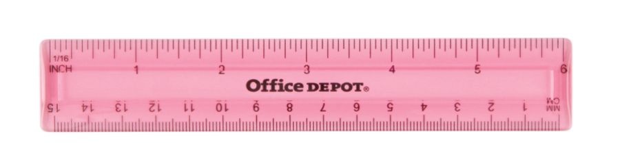 slide 2 of 4, Office Depot Brand Plastic Ruler, 6'', Assorted Colors (No Color Choice), 1 ct