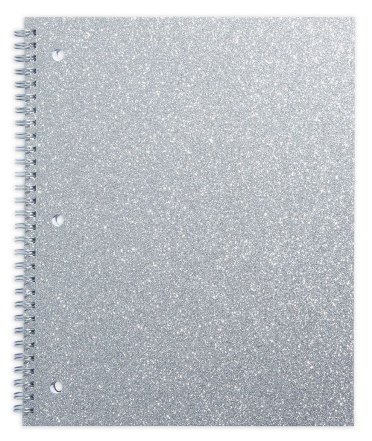 slide 4 of 4, Office Depot Brand Glitter 3-Hole-Punched Notebook, 8'' X 10 1/2'', Wide Ruled, 160 Pages (80 Sheets), Assorted Colors, 80 ct