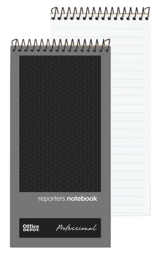 slide 3 of 3, Office Depot Brand Professional Reporter's Notebook, Black/Gray, Legal/Wide Ruled, 4 pk; 70 ct; 4 in x 8 in
