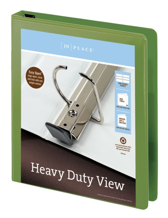 slide 2 of 5, Office Depot Brand Heavy-Duty D-Ring View Binder, 1'' Rings, Army Green, 1 ct