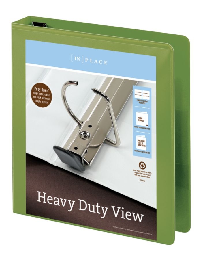 slide 3 of 5, Office Depot Brand Heavy-Duty D-Ring View Binder, 1 1/2'' Rings, Army Green, 1 ct