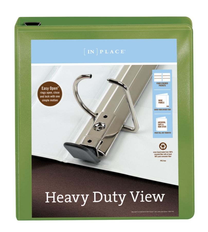 slide 2 of 5, Office Depot Brand Heavy-Duty D-Ring View Binder, 1 1/2'' Rings, Army Green, 1 ct