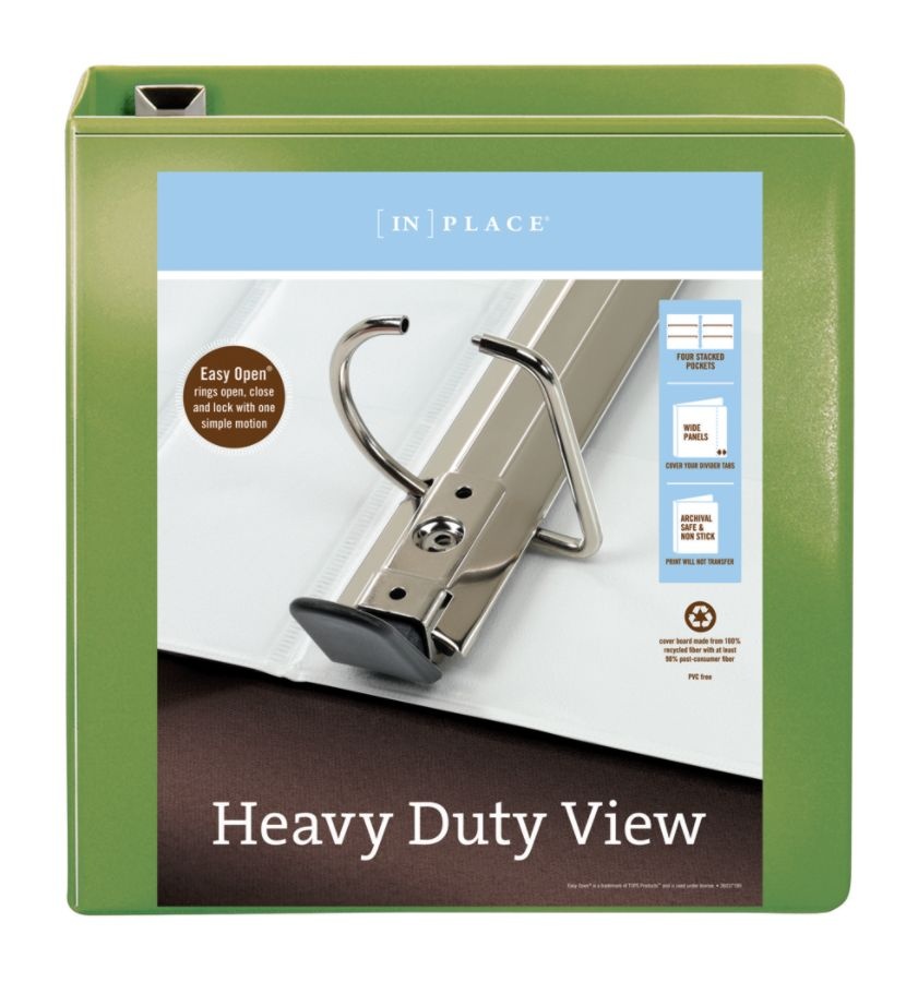 slide 4 of 5, Office Depot Brand Heavy-Duty D-Ring View Binder, 2'' Rings, Army Green, 1 ct