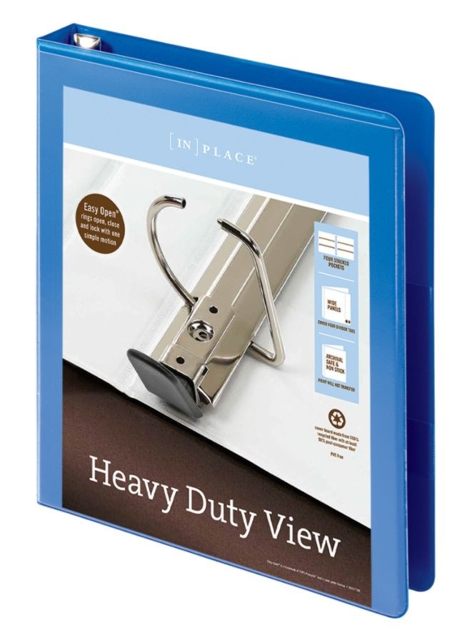 slide 5 of 5, Office Depot Brand Heavy-Duty D-Ring View Binder, 1'' Rings, Blue, 1 ct