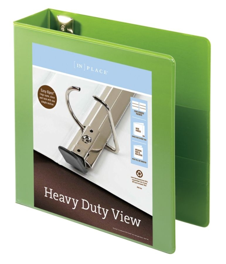 slide 4 of 5, Office Depot Brand Heavy-Duty D-Ring View Binder, 3'' Rings, Army Green, 1 ct