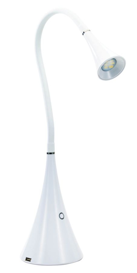 slide 3 of 3, Realspace Soft-Touch Gooseneck Led Task Lamp With Usb Charging Port, 20-1/2''H, White, 1 ct