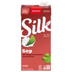 Silk Soy Milk, Organic Original, Shelf Stable, Dairy Free, Lactose Free, Vegan Milk with 8g Protein per Serving, 32 FL OZ Quart