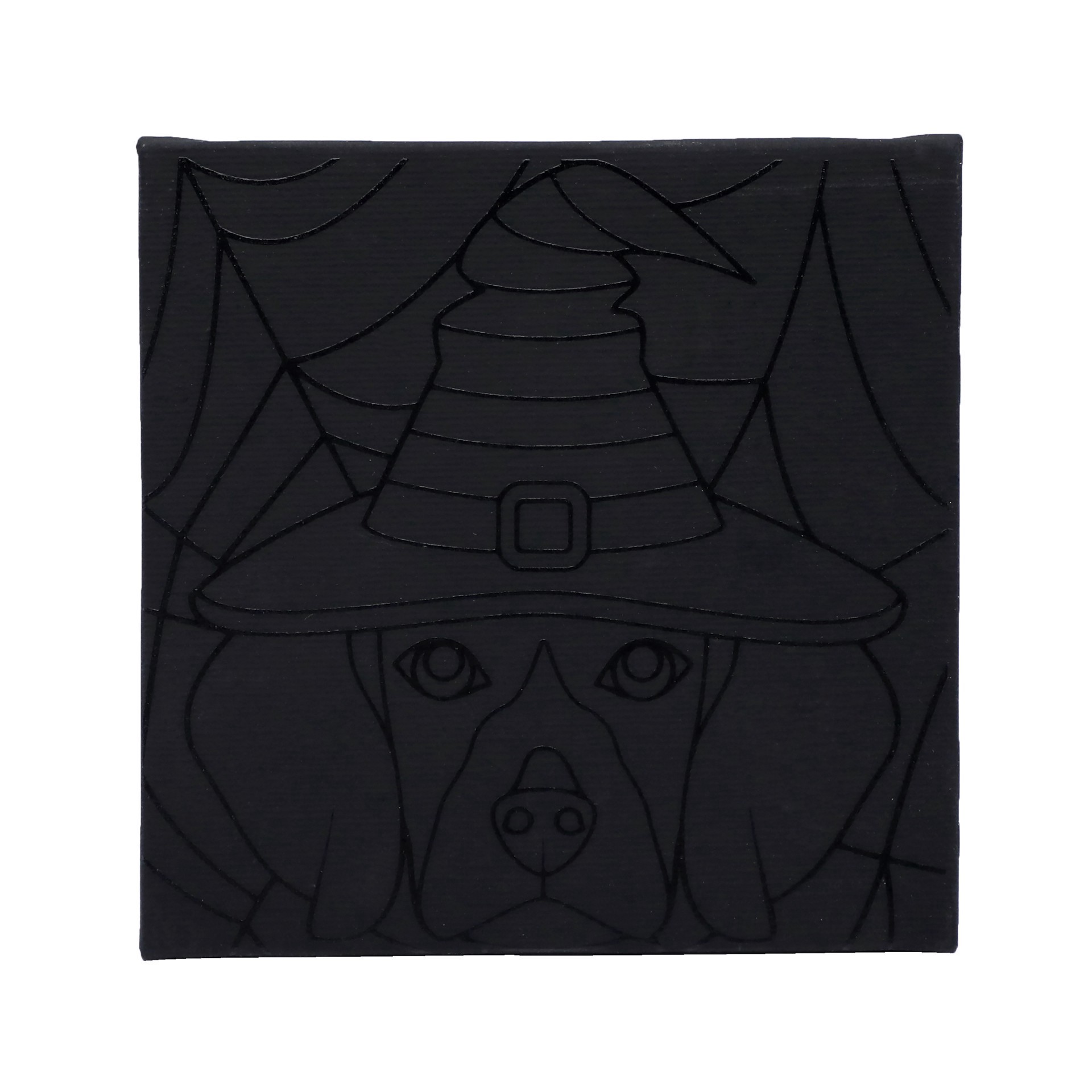 slide 4 of 5, 5" X 5" Witch Dog In Web Canvas Painting Kit By Craft Smart, 5 in x 5 in