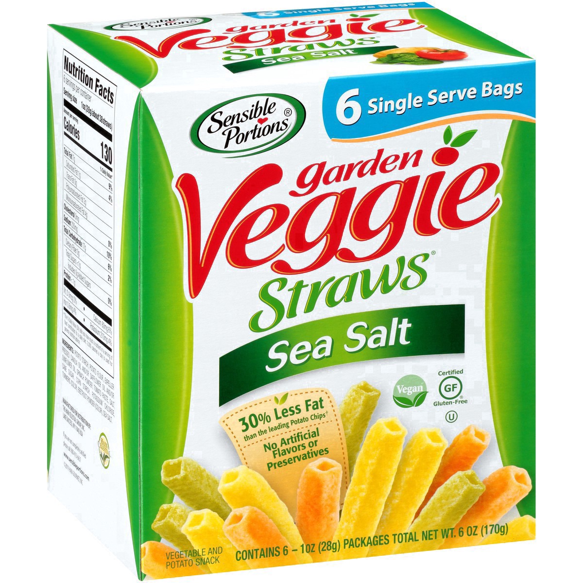 slide 5 of 24, Sensible Portions Garden Veggie Straws Sea Salt Vegetable & Potato Snack 6-1 oz. Packs, 6 oz
