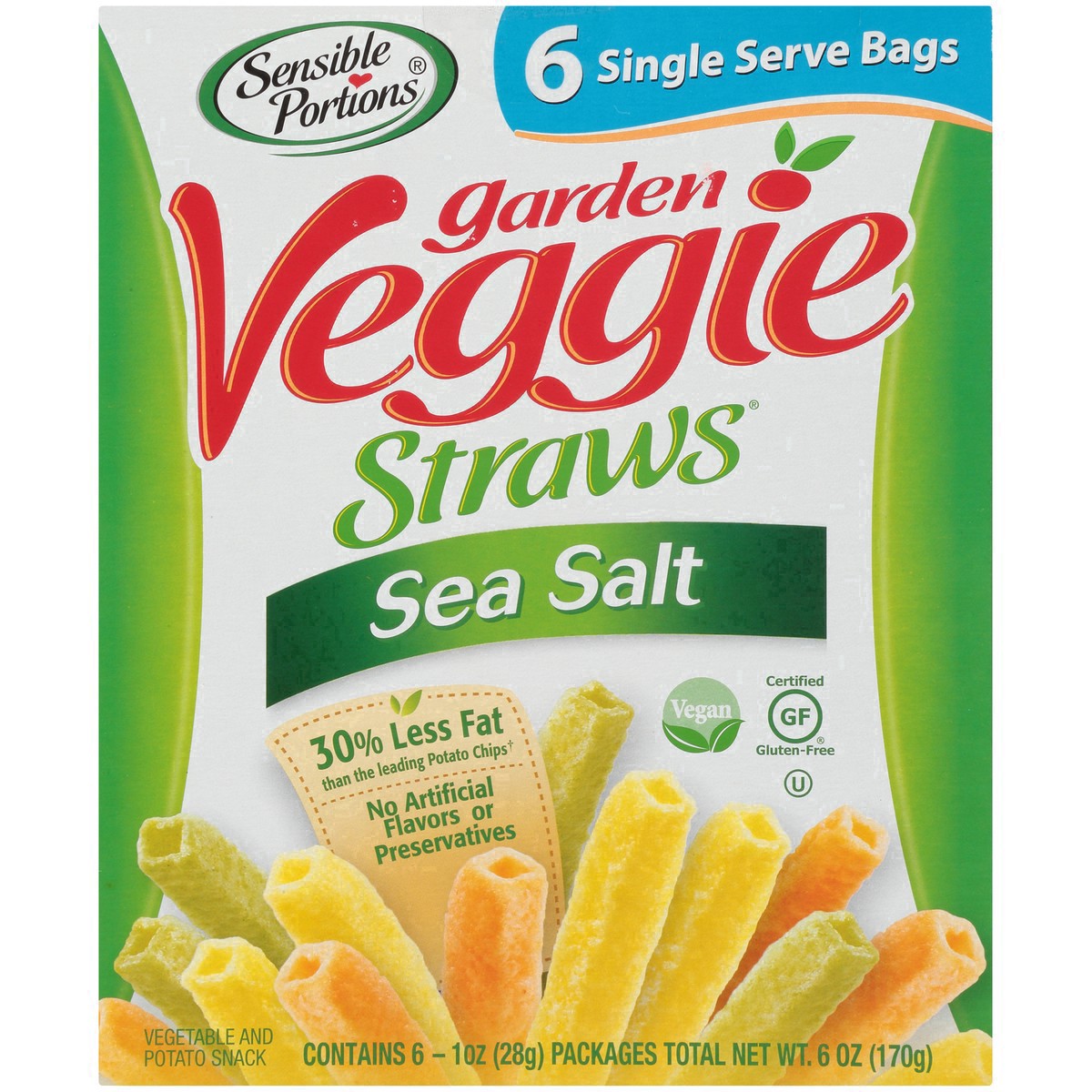 slide 21 of 24, Sensible Portions Garden Veggie Straws Sea Salt Vegetable & Potato Snack 6-1 oz. Packs, 6 oz