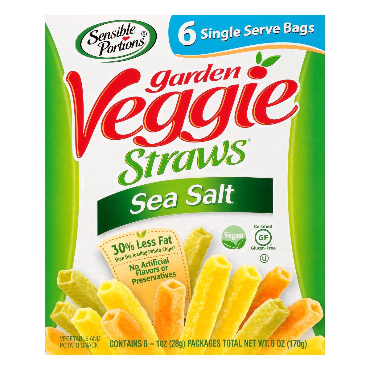 slide 14 of 24, Sensible Portions Garden Veggie Straws Sea Salt Vegetable & Potato Snack 6-1 oz. Packs, 6 oz