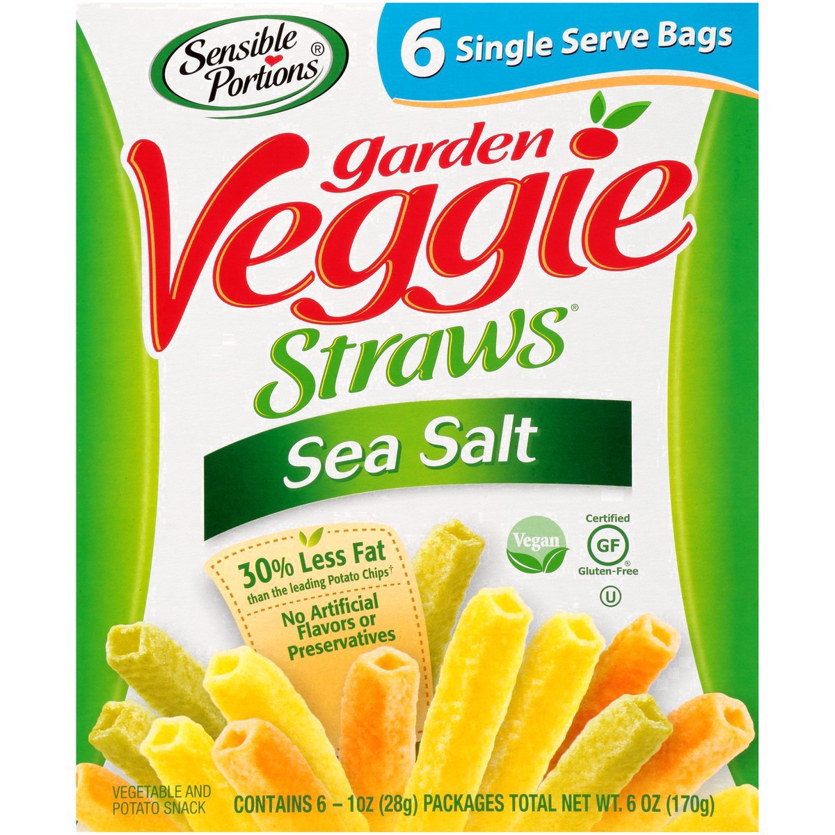 slide 7 of 24, Sensible Portions Garden Veggie Straws Sea Salt Vegetable & Potato Snack 6-1 oz. Packs, 6 oz