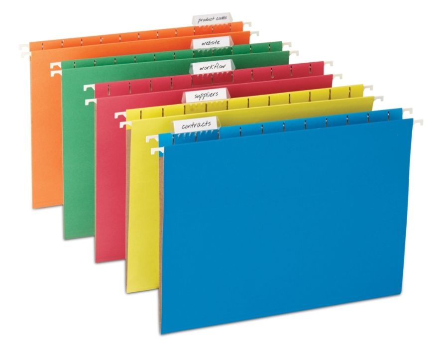slide 2 of 2, Office Depot Brand Hanging File Folders, Letter Size, 100% Recycled, Assorted Colors, Box Of 25, 25 ct