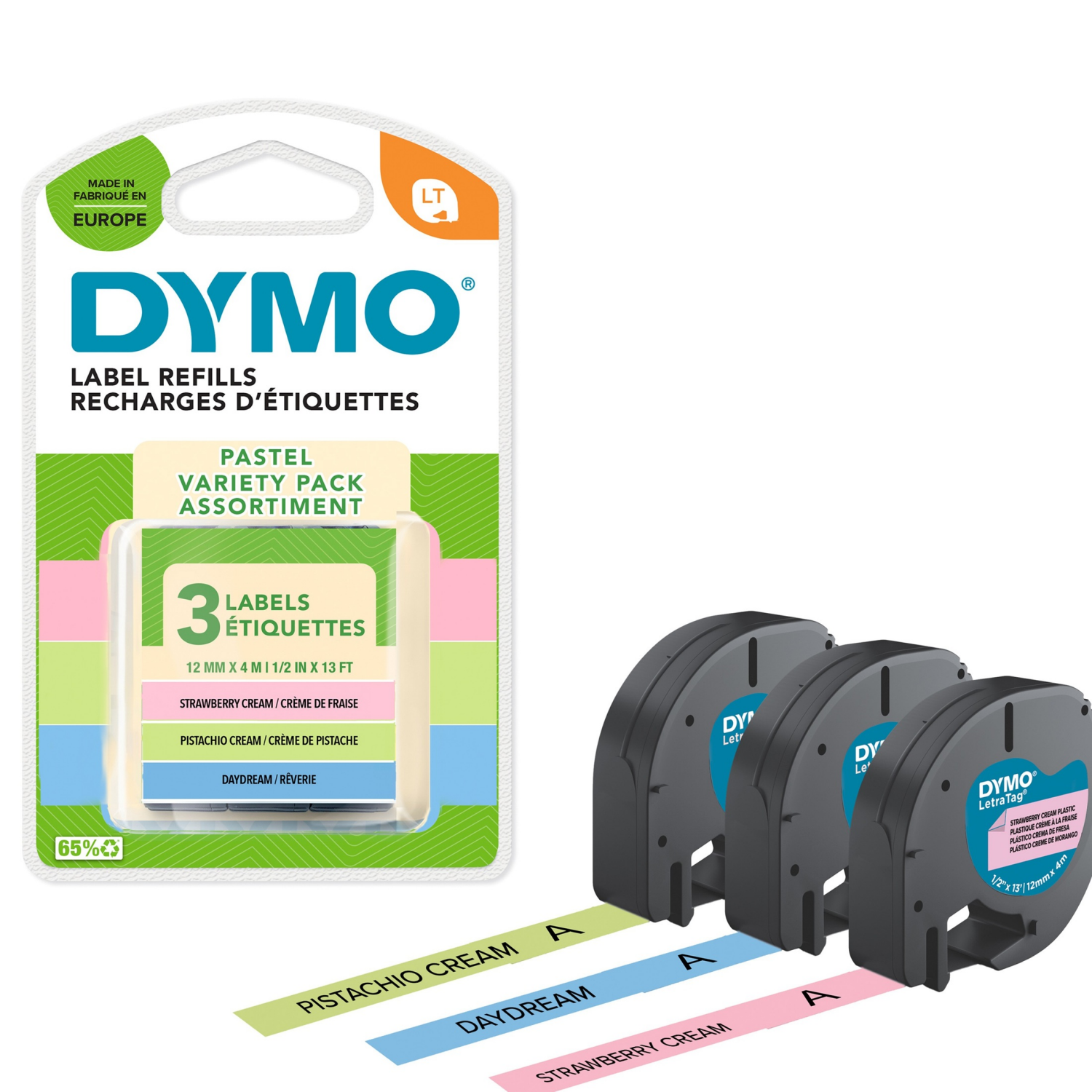slide 1 of 1, DYMO Letratag 3pk Label Tapes Pastel Colors, 3 ct