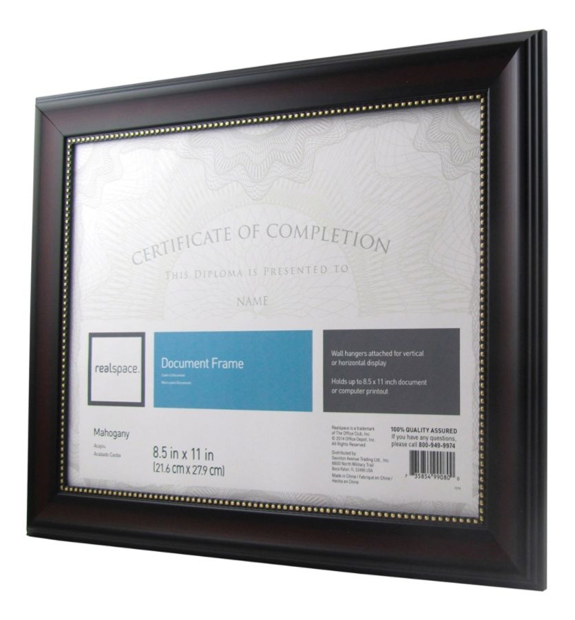 slide 5 of 6, Realspace Photo/Document Frame, Harrison, 8-1/2'' X 11'', Mahogany, 1 ct