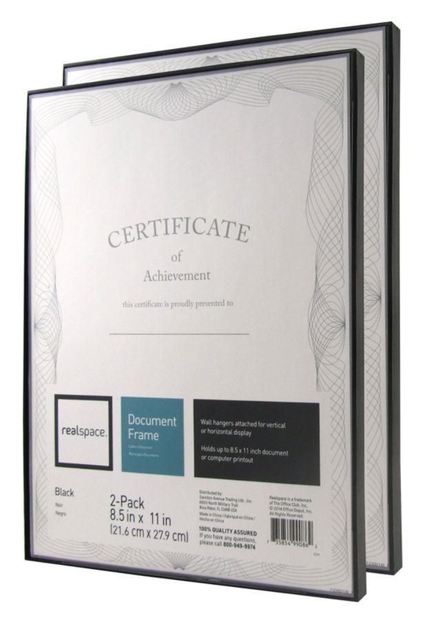 slide 3 of 3, Realspace Slimline Document Frames, 8-1/2'' X 11'', Black, Pack Of 2 Frames, 2 ct