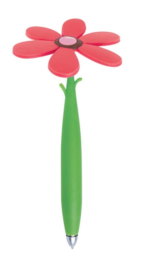 slide 5 of 5, Office Depot Brand Fun Ballpoint Pen With Topper, Flower, Fine Point, 0.7 Mm, Green Barrel, Black Ink, 1 ct