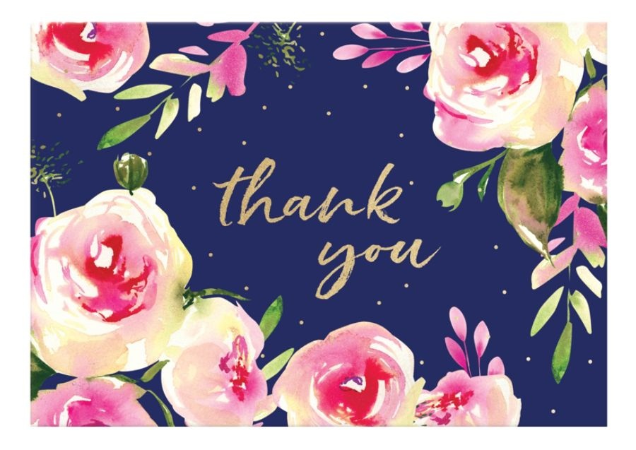 slide 2 of 4, Lady Jayne Thank You Note Cards with Envelopes, Navy Roses, 12 ct; 3 1/2 in x 5 in