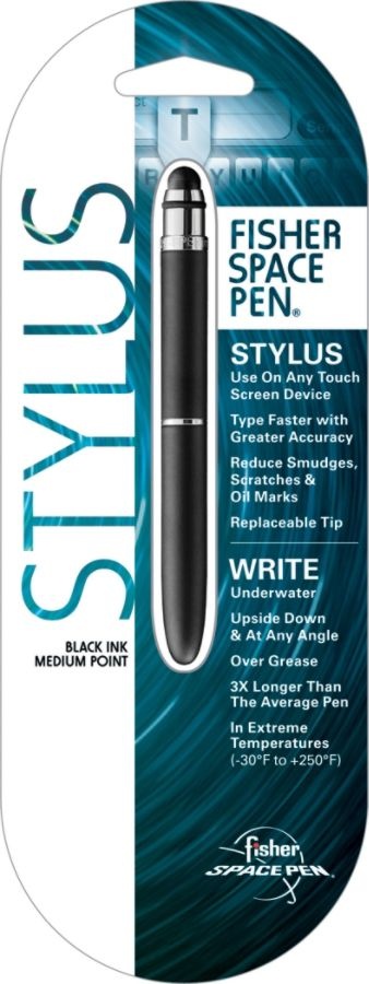 slide 3 of 6, Fisher Bullet Touch Stylus And Space Pen Combo, Bold Point, 1.0 Mm, Chrome Barrel, Black Ink, 1 ct