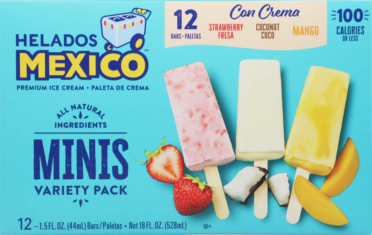 slide 4 of 9, Helados Mexico Strawberry/Coconut/Mango Ice Cream Bars Minis Variety Pack 12 - 1.5 fl oz Bars, 12 ct