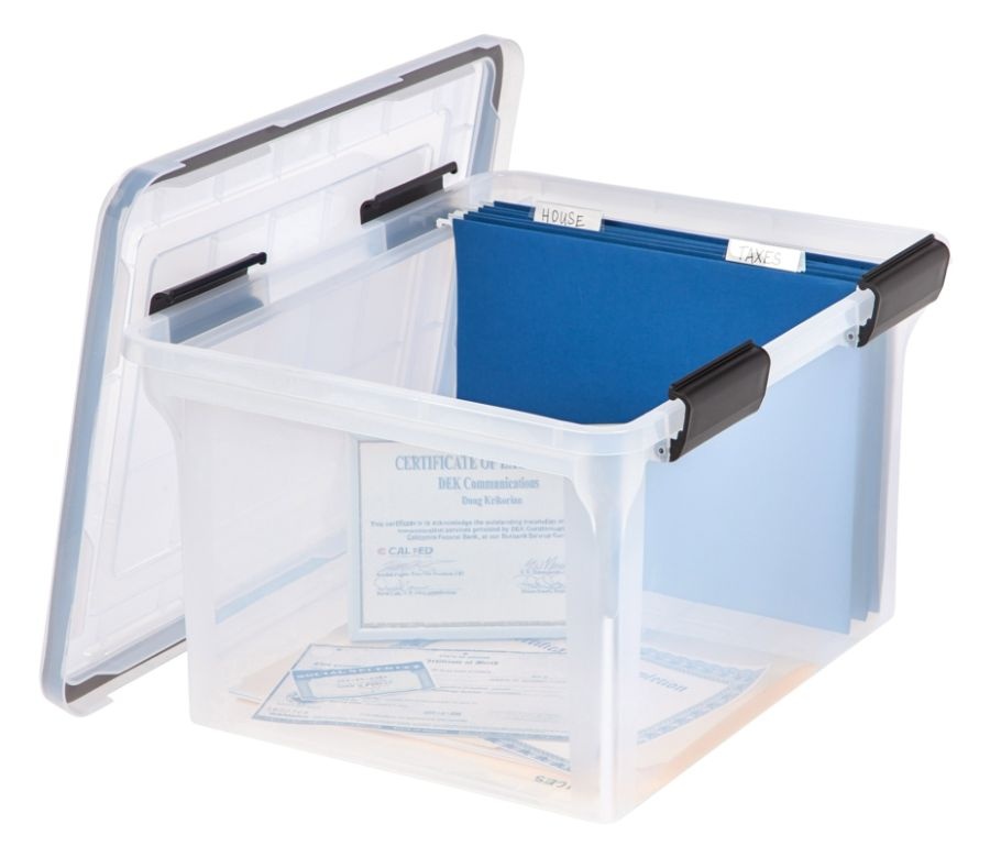 slide 4 of 10, Iris Watertight File Box - Clear, 32 qt