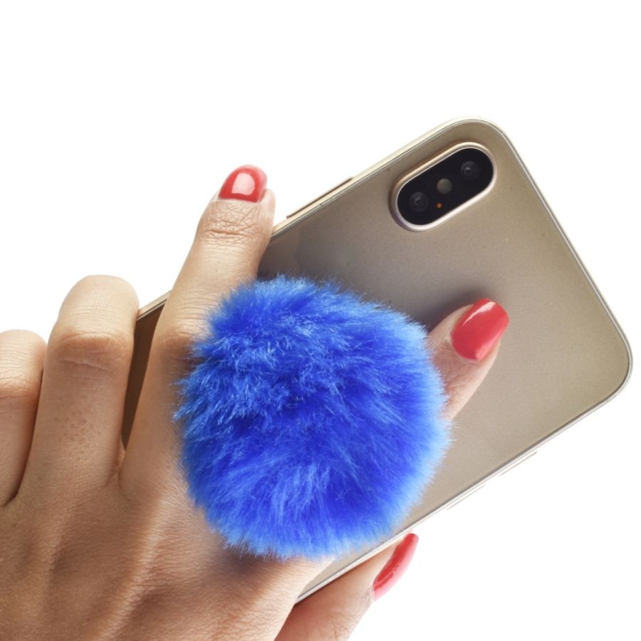 slide 4 of 4, Digital Energy Pom-Pom Phone Stand, Blue, 1 ct