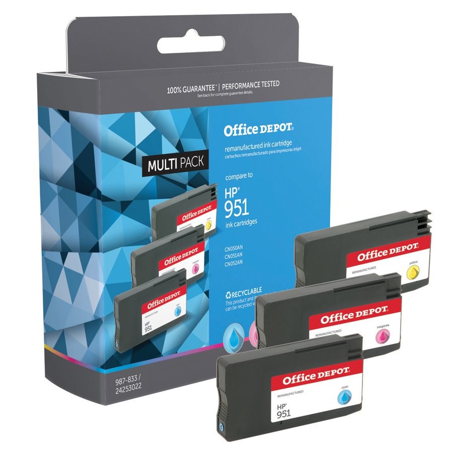 slide 2 of 3, Office Depot Brand Odhp951Clr Remanufactured Ink Cartridge Replacement For Hp 951 Cyan/Magenta/Yellow, 3 ct