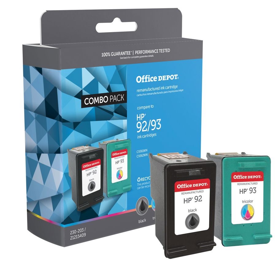 slide 2 of 2, Office Depot Brand Od292-93 Remanufactured Ink Cartridge Replacement For Hp 92/93 Black/Tricolor, Pack Of 2, 2 ct