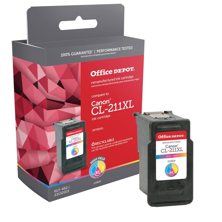 slide 3 of 3, Office Depot Brand Odcl211Xl (Canon Cl-211Xl) Remanufactured Tricolor Ink Cartridge, 1 ct