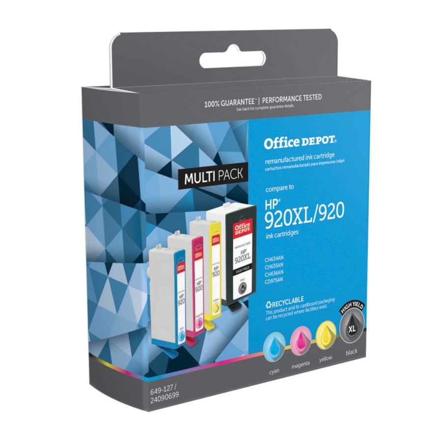 slide 2 of 2, Office Depot Brand Od920Xlk920Cmy-C Remanufactured Ink Cartridge Replacement For Hp 920Xl/920 Black/Cyan/Magenta/Yellow, Pack Of 4, 4 ct