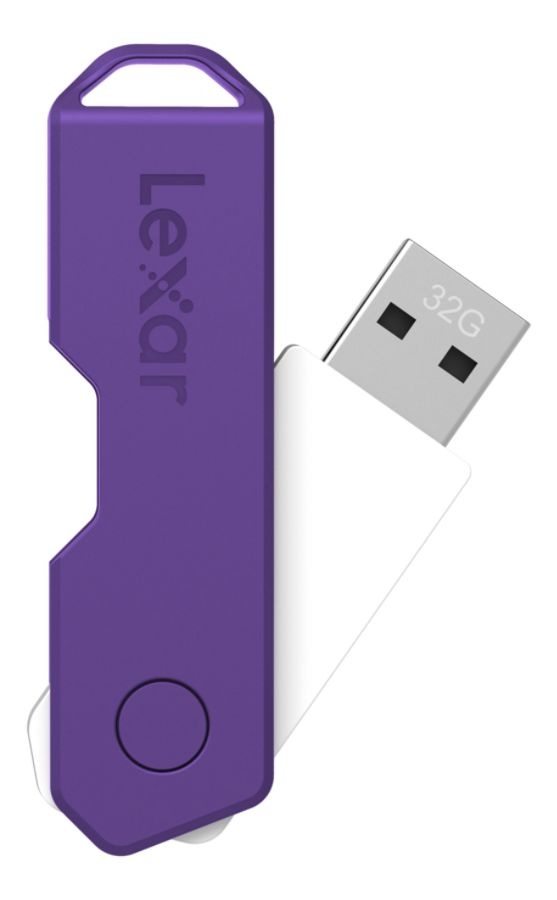 slide 3 of 5, Lexar Jumpdrive Twistturn2 USB 2.0 Flash Drives, 32GB, Black, Flash Drives, LJDTT2-32GABNA3, 3 ct