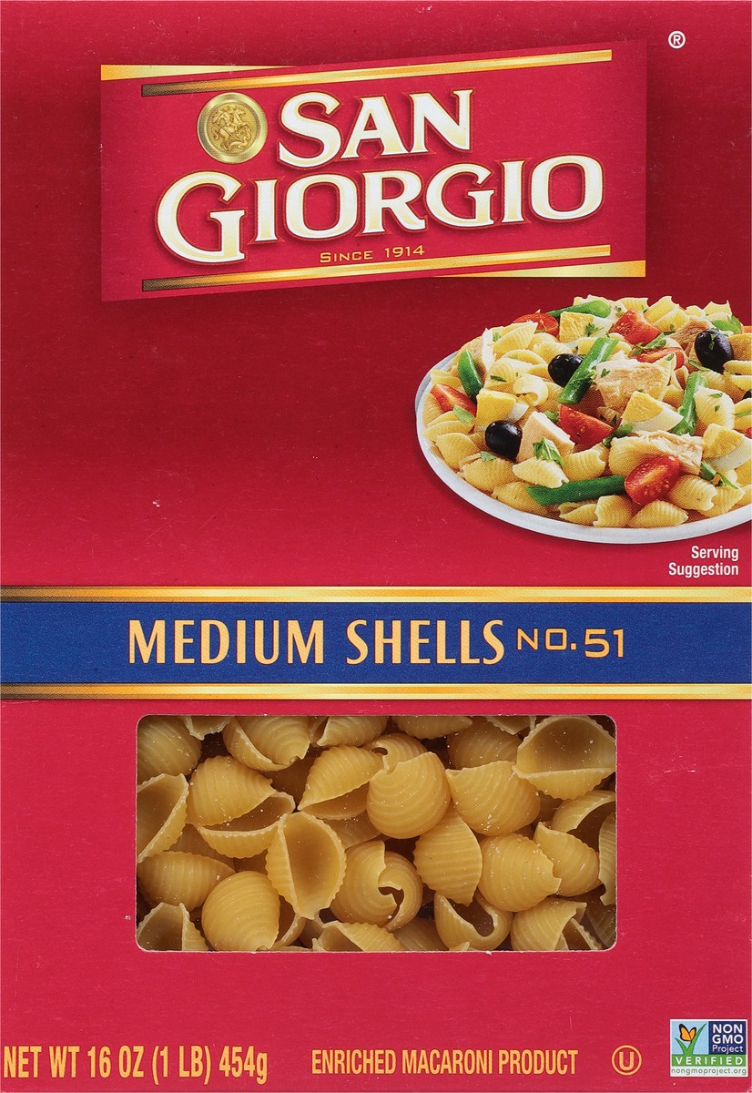 slide 9 of 9, San Giorgio No. 51 Medium Shells Elbow Macaroni 16 oz, 16 oz