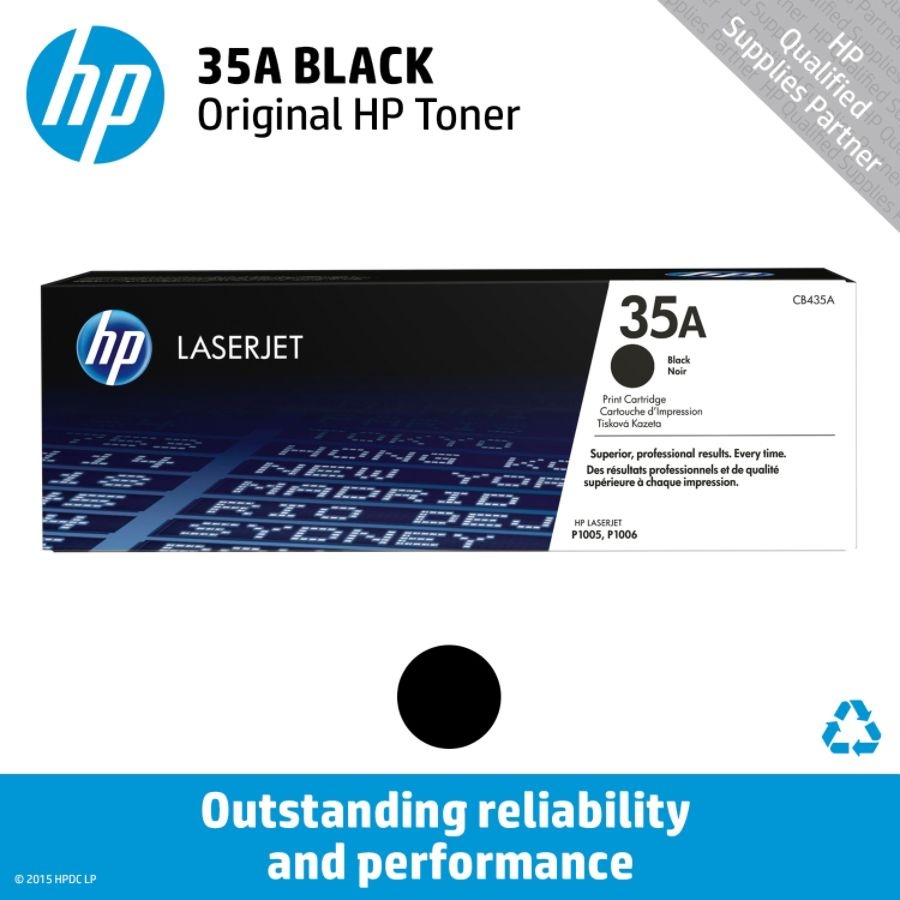 slide 2 of 2, HP 35A, Black Original Toner Cartridge (Cb435A), 1 ct