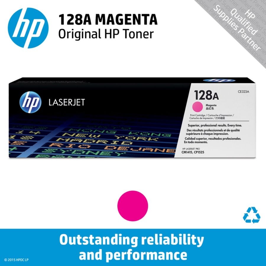 slide 2 of 2, HP 128A, Magenta Original Toner Cartridge (Ce323A), 1 ct