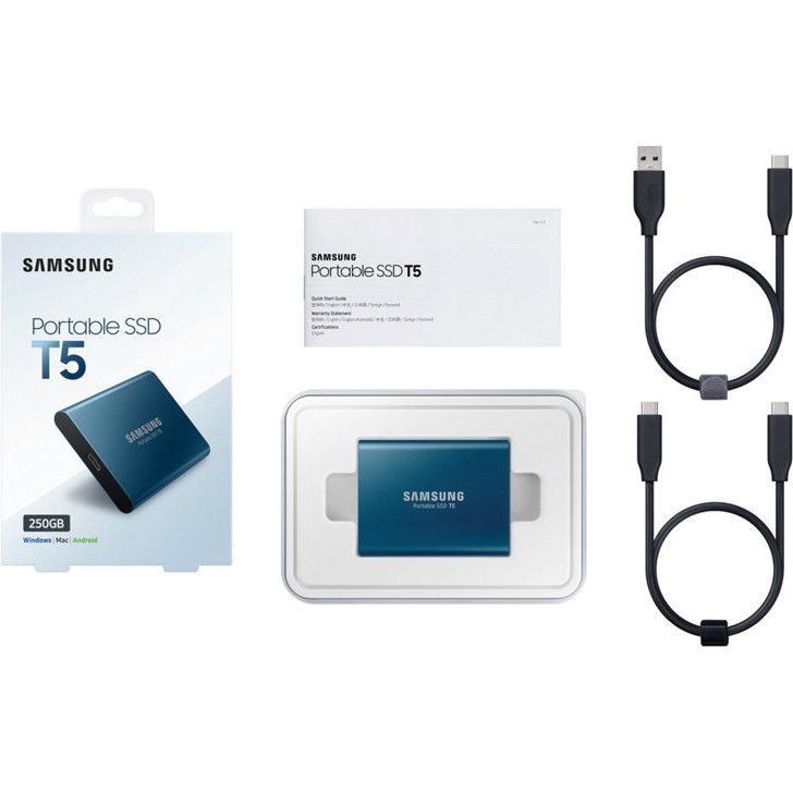 slide 2 of 5, Samsung T5 500Gb Portable External Solid State Drive, Blue, 1 ct