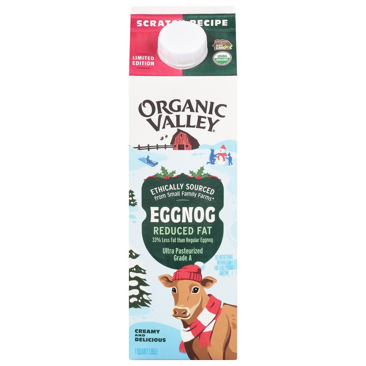 slide 1 of 13, Organic Valley Reduced Fat Eggnog 1 qt, 1 qt