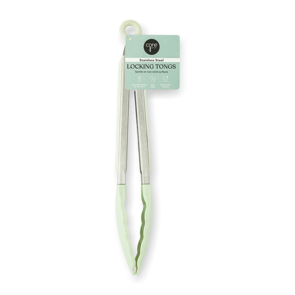 slide 3 of 3, Core™ Kitchen Stainless Steel Locking Tongs - Sage, 1 ct
