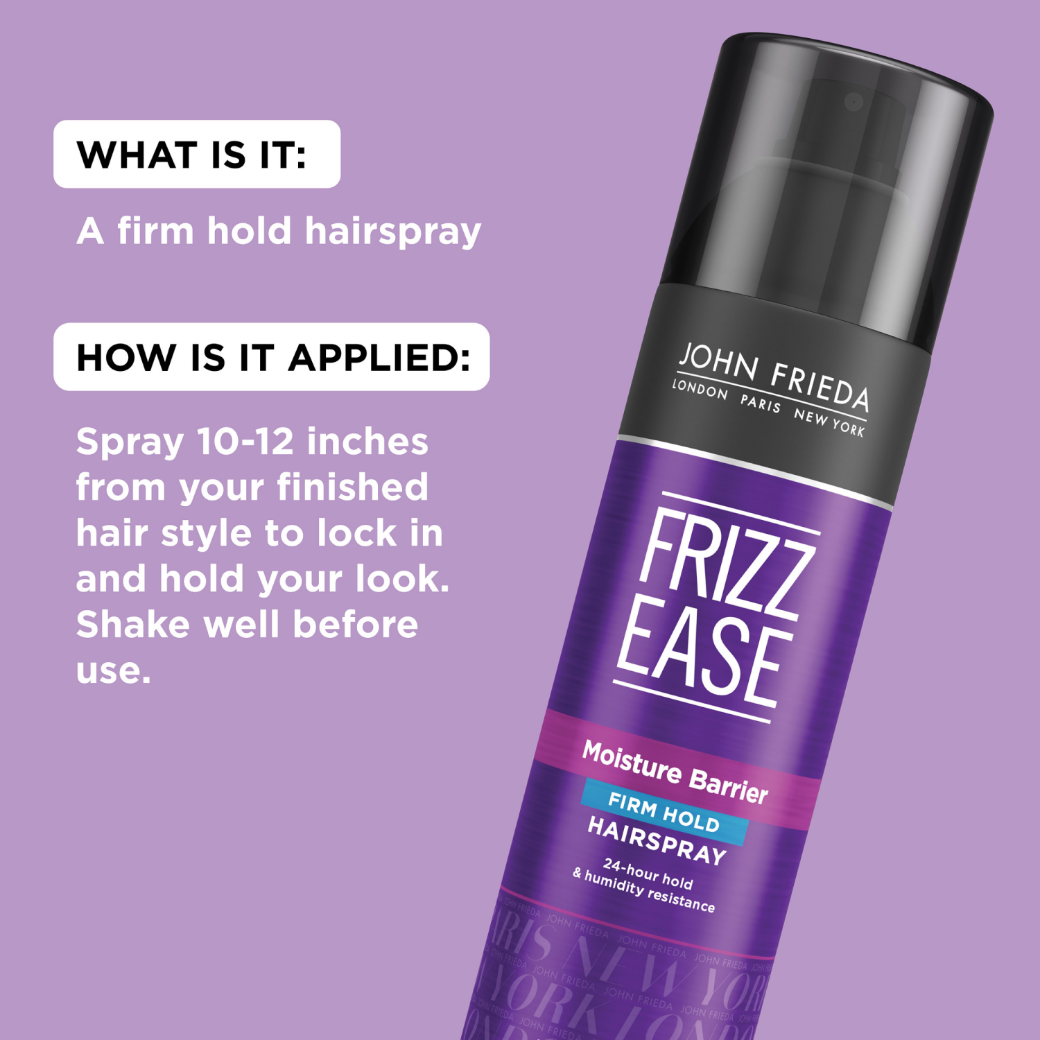 slide 4 of 4, John Frieda Moisture Barrier Hairspray, Firm Hold, Trial Size, 2 fl oz