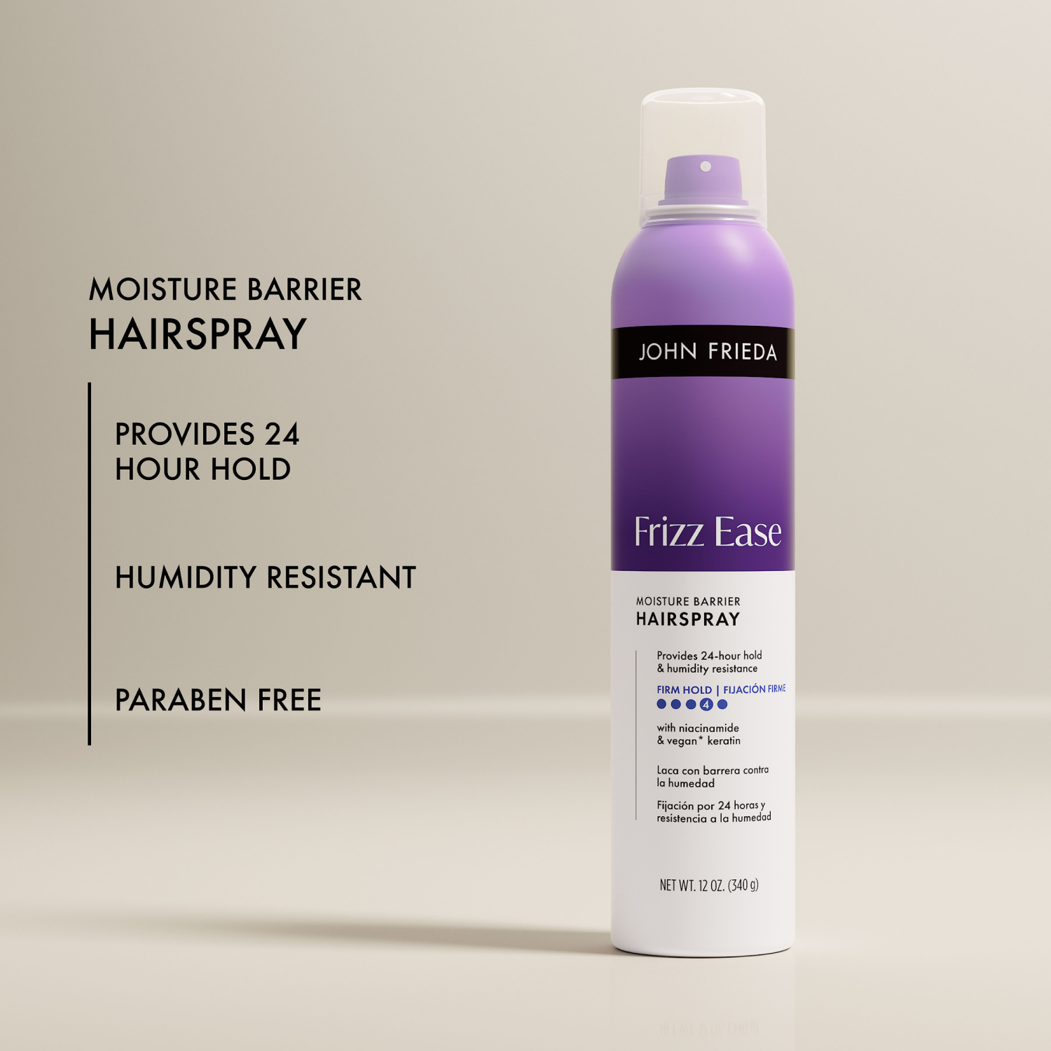 slide 5 of 8, John Frieda Frizz Ease Mstr Barrier Firm Hold Hairspray, 1 ct