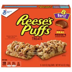 Reese's Puffs Breakfast Cereal Treat Bars, Peanut Butter & Cocoa, 8 ct