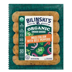 Bilinski's Organic Mild Italian with Bell Peppers Chicken Sausage 12 oz