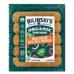 Bilinski's Organic Mild Italian with Bell Peppers Chicken Sausage 12 oz