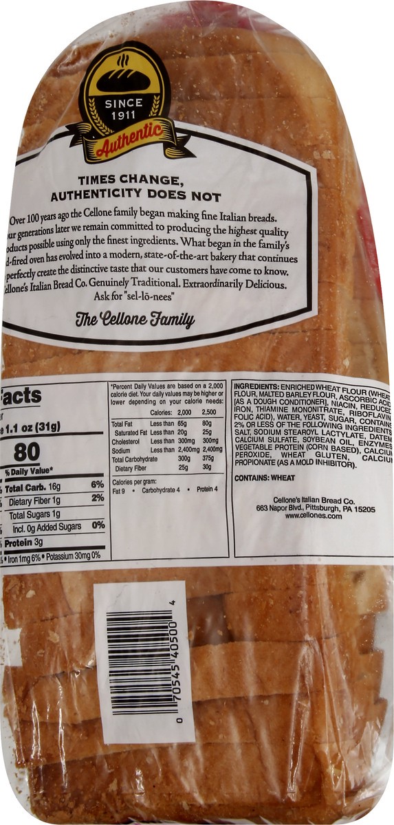 slide 6 of 8, Cellone's Cellones Bread Ital Hmstyl Sliced, 16 oz