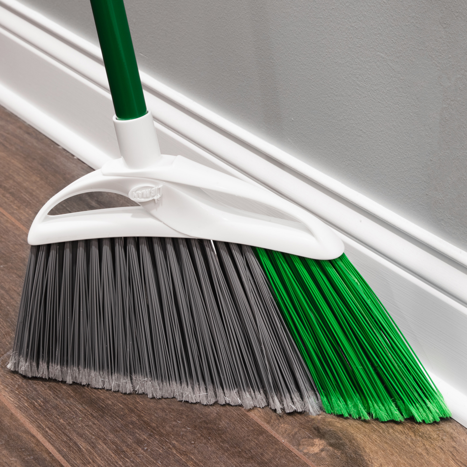 slide 2 of 5, Libman Angle Broom And Dustpan - Green/White, 1 ct
