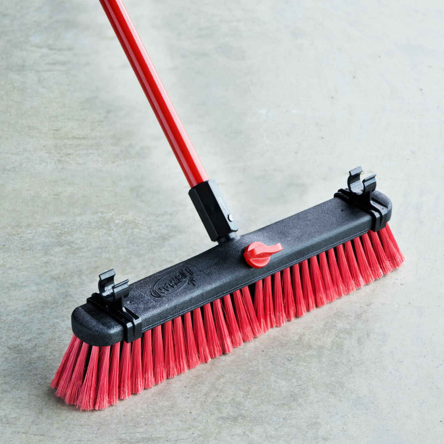 slide 4 of 5, Libman Multisurface Push Broom Red, 18 in