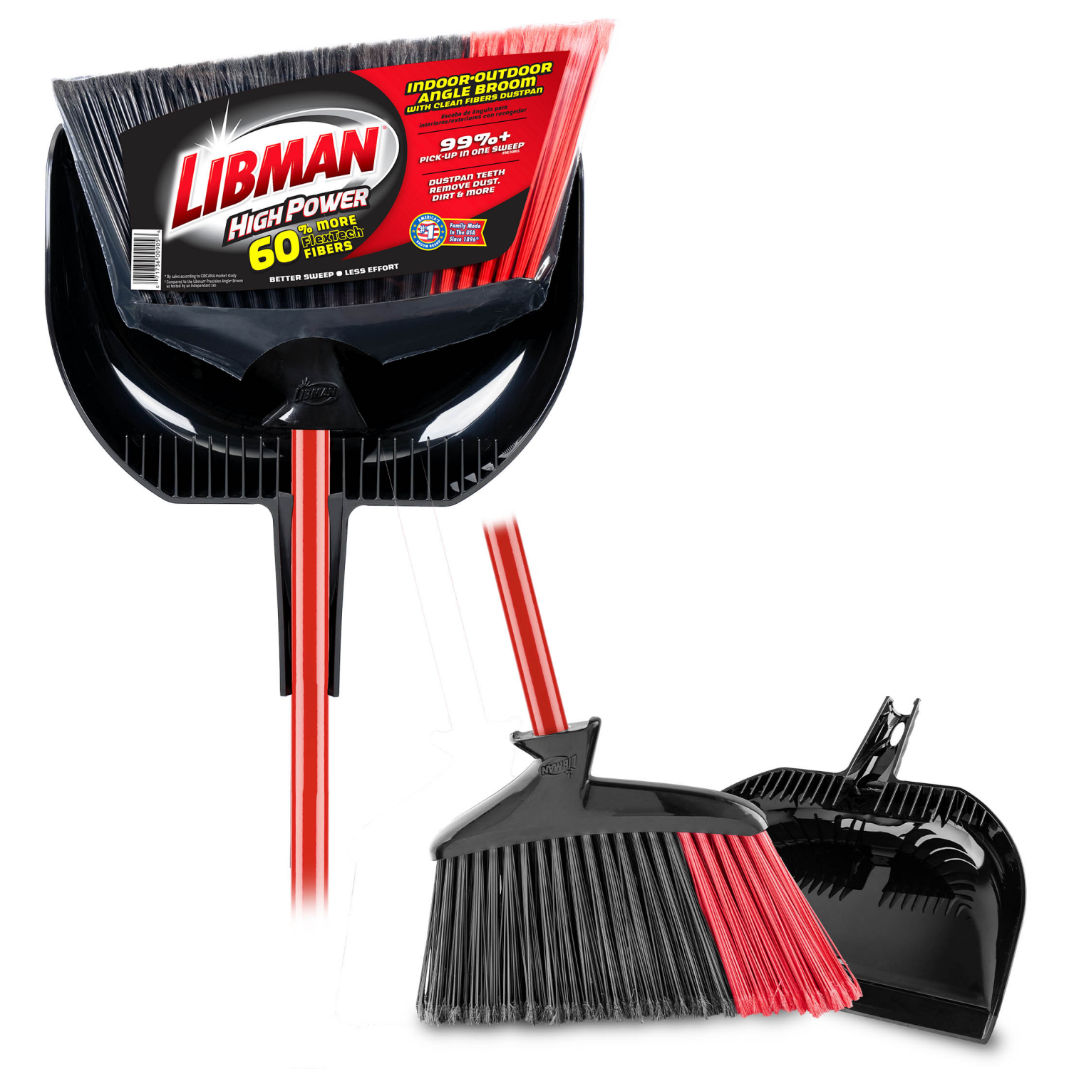 slide 2 of 5, Libman High Power 905 Indoor/Outdoor Angle Broom with Dustpan, 1 ct