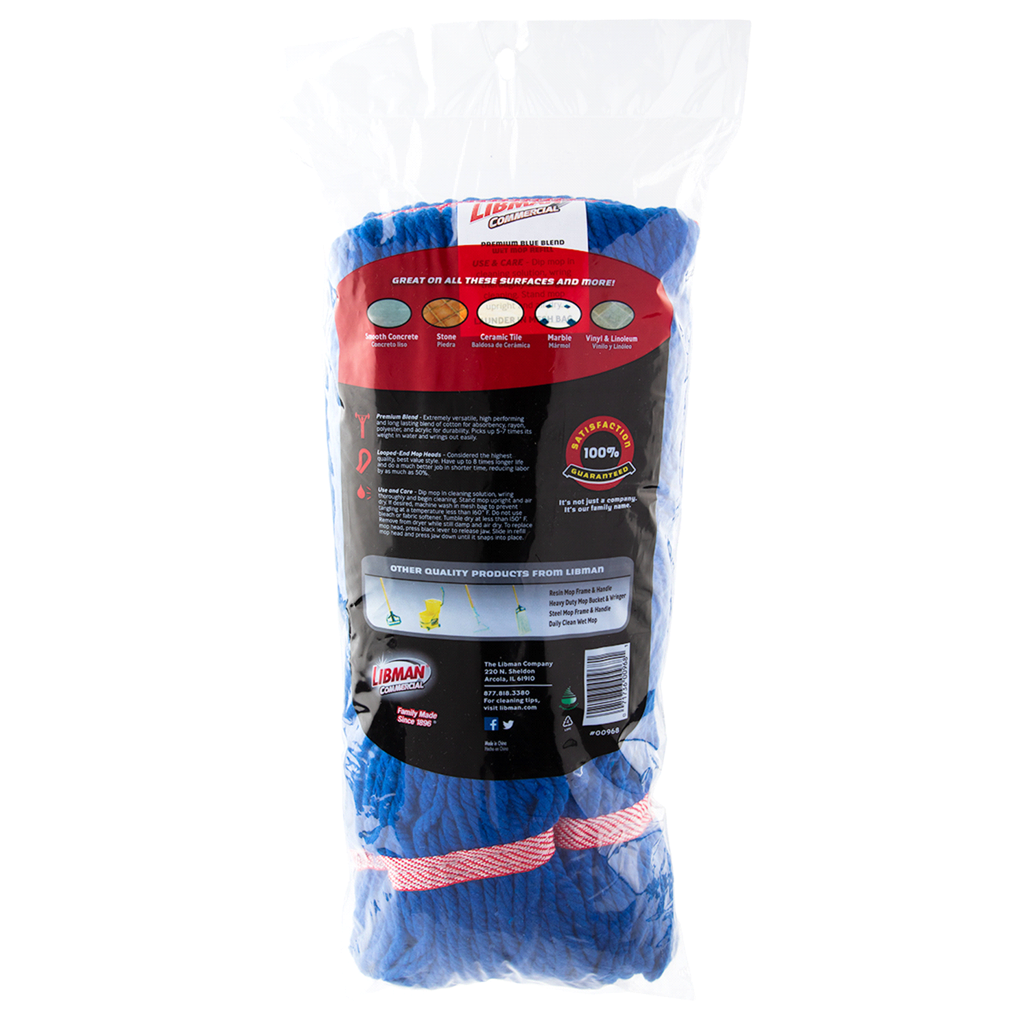 slide 2 of 2, Libman High Power Premium Blue Blend Wet Mop Refill, 1 ct